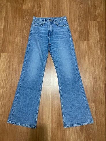 Yüksek bel az likralı flare jean - 36 beden