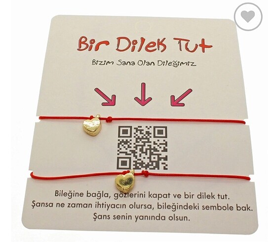 Kırmızı İp Kalpli Arkadaş Bilekliği