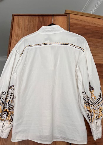 LC Waikiki Nakışlı Beyaz Pamuklu Bohem Gömlek