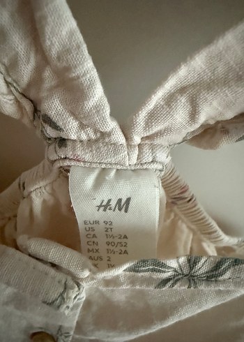 H&M Kız Çocuk Keten Çiçekli Düğmeli Elbise