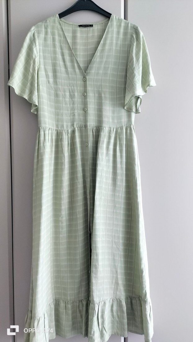 Yeşil viskon Elbise - Görsel 2