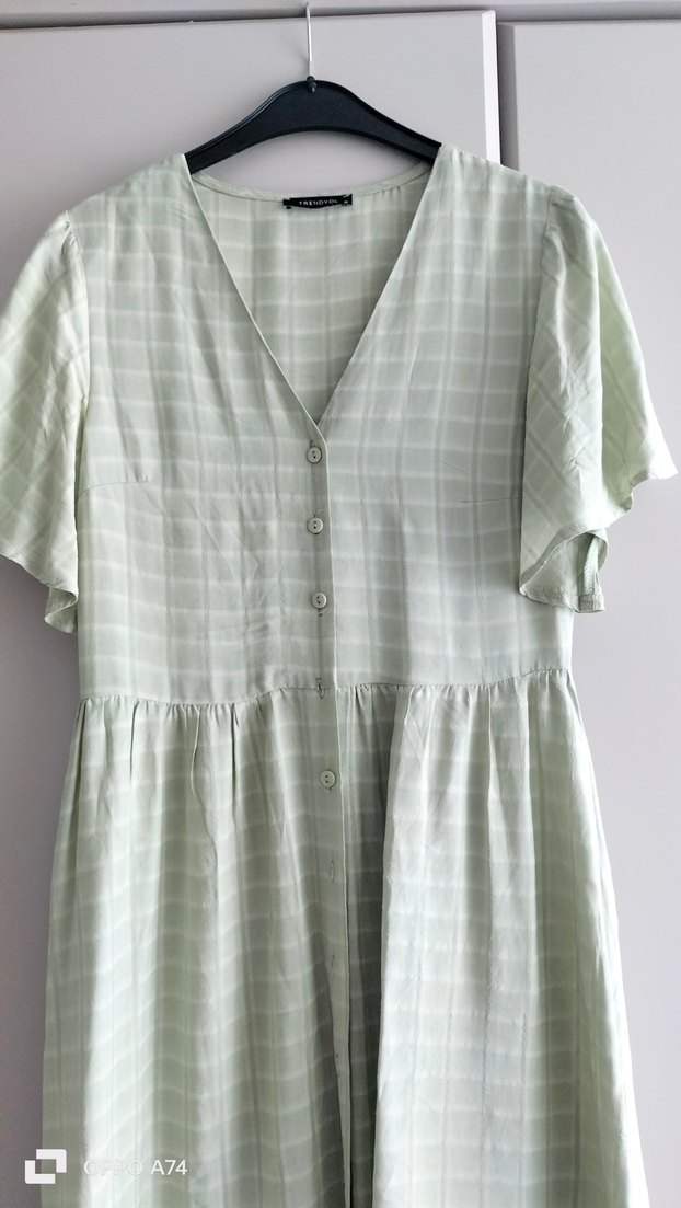 Yeşil viskon Elbise - Görsel 3