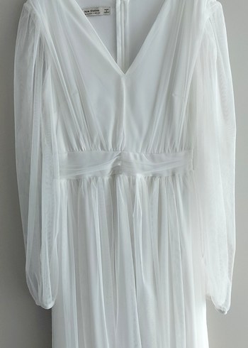 Beyaz Uzun elbise - Görsel 4