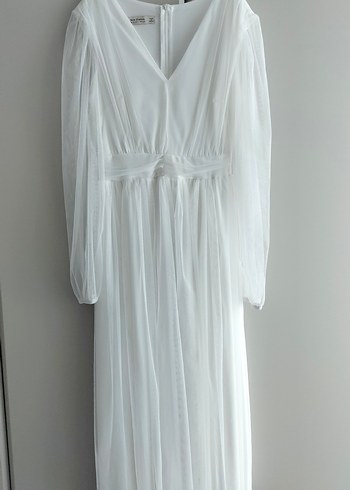 Beyaz Uzun elbise - Görsel 3