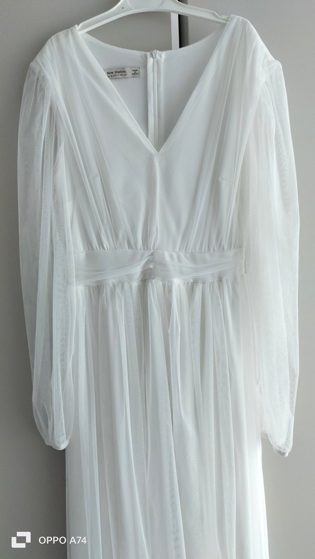 Beyaz Uzun elbise - Görsel 4