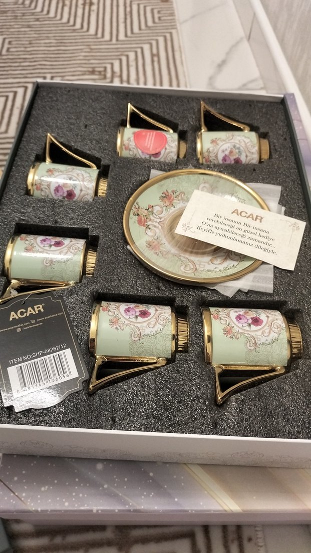 Altın Detaylı Pastel Renkli Porselen Fincan Takımı - Görsel 2