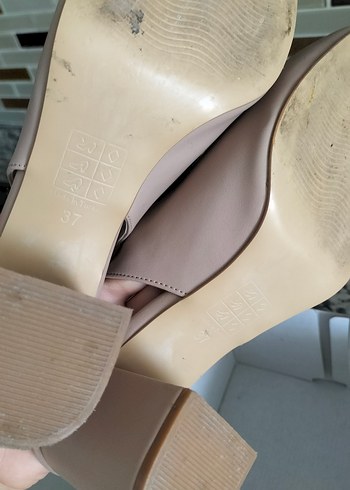 Bej Deri Tokalı Kadın Topuklu Ayakkabı - Görsel 6