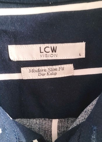 Erkek Mavi Düğmeli Çizgili Kısa Kollu Gömlek - Görsel 2