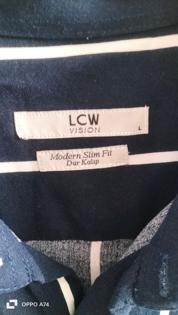 Erkek Mavi Düğmeli Çizgili Kısa Kollu Gömlek - Görsel 2