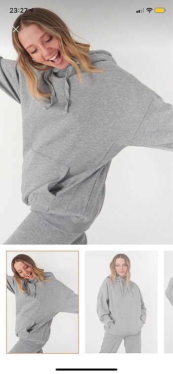 addax kapüşonlu gri sweat