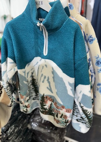 Yüksek Yakalı, Baskılı Kadın Sweatshirt - Görsel 5