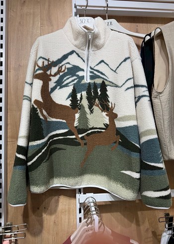 Yüksek Yakalı, Baskılı Kadın Sweatshirt - Görsel 2