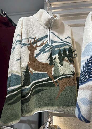 Yüksek Yakalı, Baskılı Kadın Sweatshirt - Görsel 9