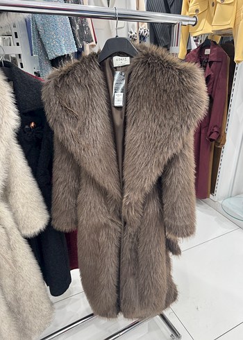 Kahverengi Uzun Kollu Suni Kürk Kaban - Görsel 7
