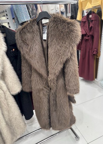 Kahverengi Uzun Kollu Suni Kürk Kaban - Görsel 9