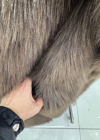 Kahverengi Uzun Kollu Suni Kürk Kaban - Görsel 10