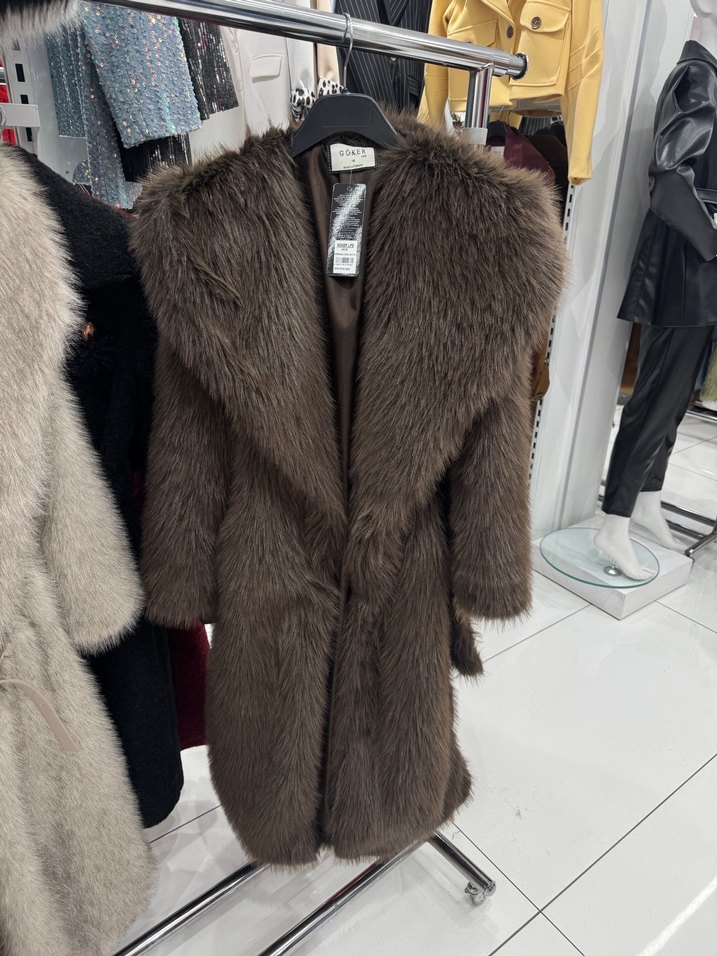 Kahverengi Uzun Kollu Suni Kürk Kaban - Görsel 4