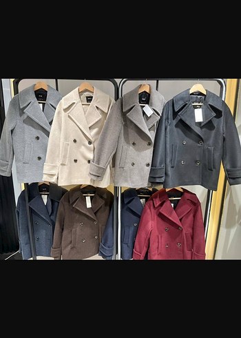 Siyah Çift Düğmeli Kısa Kaban - Görsel 3