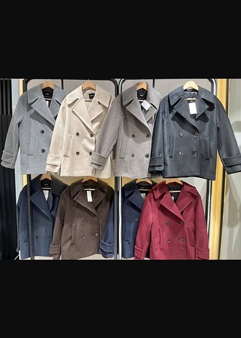 Siyah Çift Düğmeli Kısa Kaban - Görsel 2