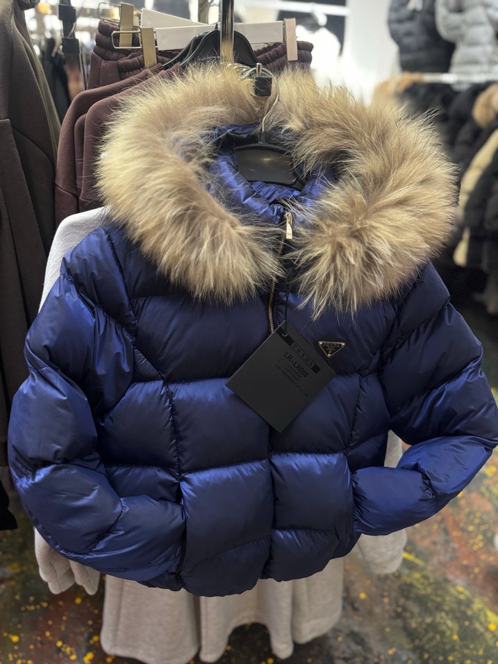 Kürklü Mavi Mini Kışlık Kadın Mont - Görsel 2