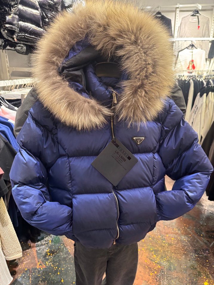 Kürklü Mavi Mini Kışlık Kadın Mont - Görsel 3