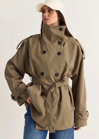 Zara Bej Cift Sirali Trenckot