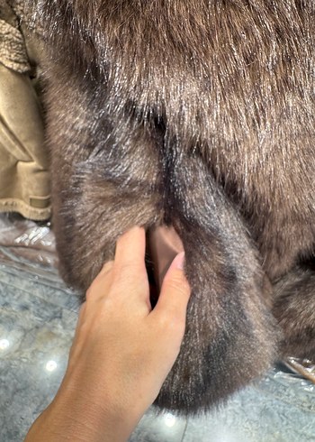 Zara Kahverengi Suni Kürk Detaylı Midi Mont