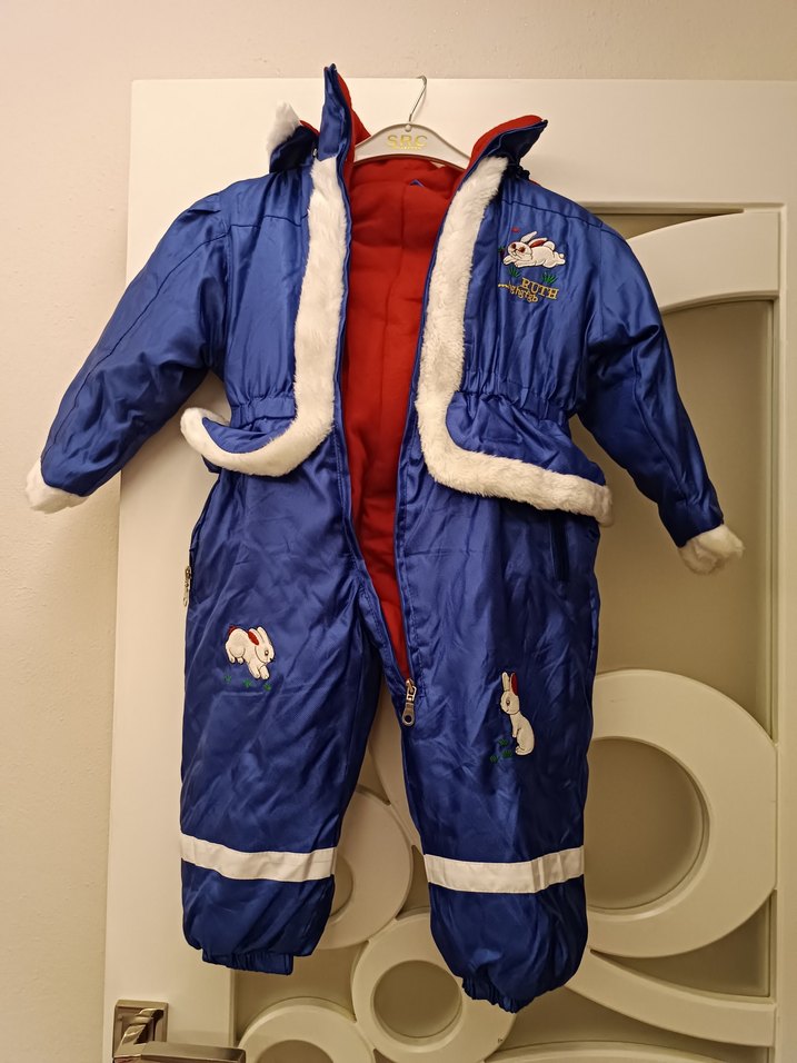 Renkli Nakışlı Mavi Bebek Tulumu - Görsel 2