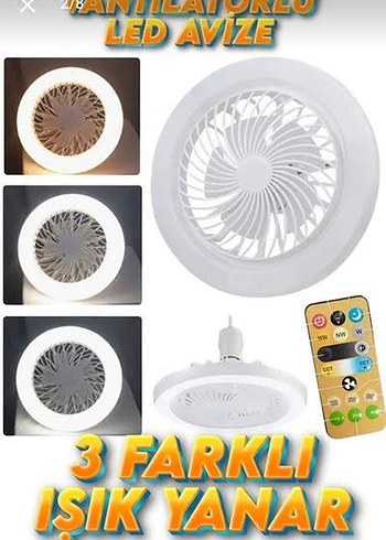Uzaktan Kumandalı LED Avize pervane Beyaz