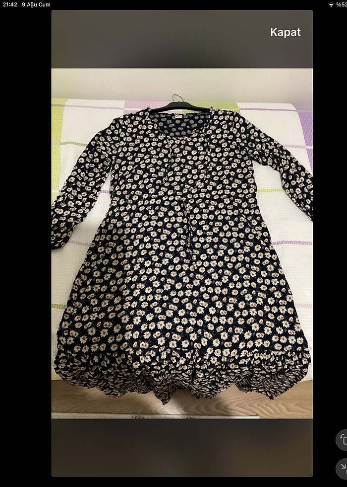 Pamuk çiçekli elbise xl - Görsel 2