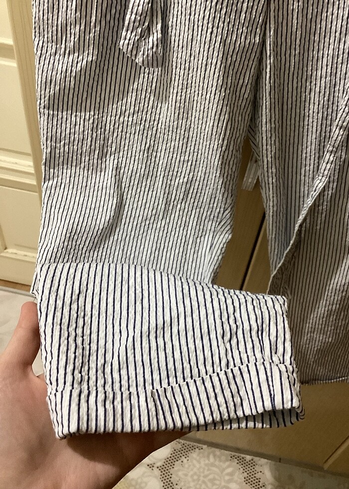 H&M bayan çizgili Pantolon - Görsel 5
