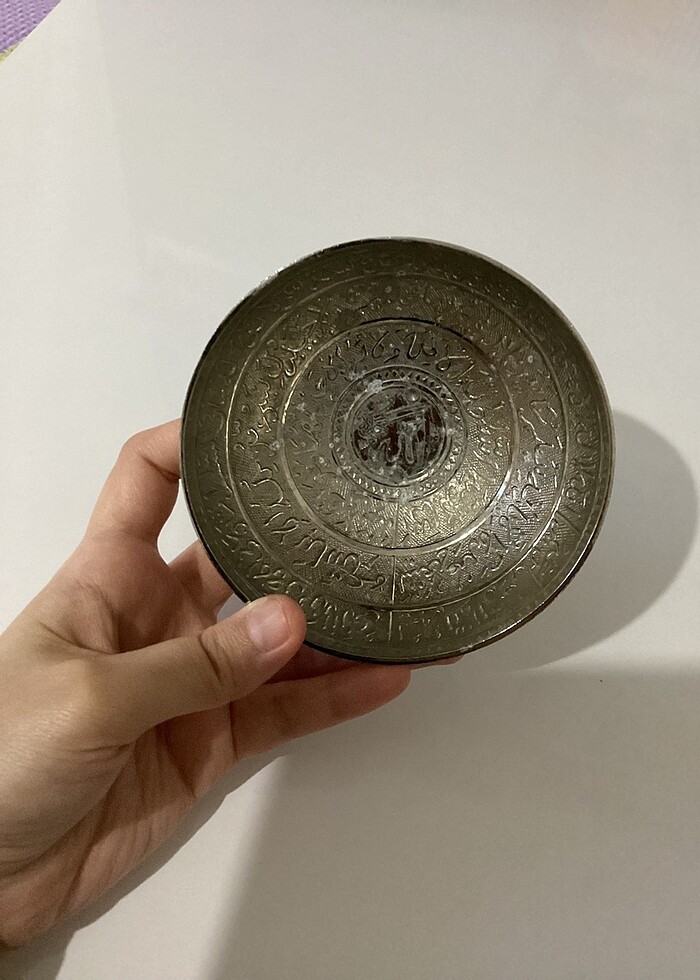 Antika dualı pirinç tas - Görsel 5