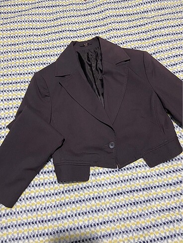 s Beden Kahverengi crop blazer