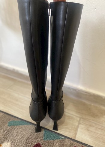 Siyah Kadın Dizüstü Stiletto Topuklu Çizme - Görsel 4