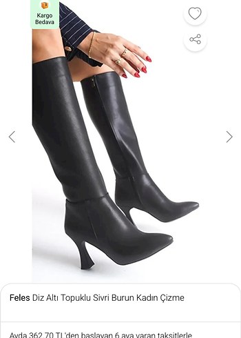 Siyah Kadın Dizüstü Stiletto Topuklu Çizme - Görsel 6