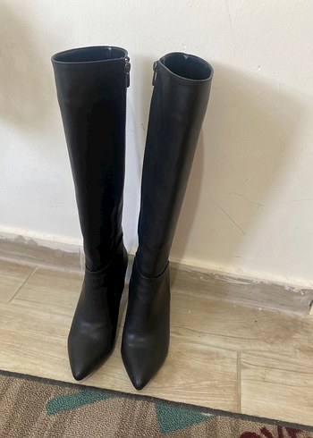 Siyah Kadın Dizüstü Stiletto Topuklu Çizme - Görsel 3