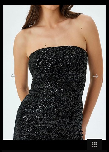 Siyah Payetli Mini Straplez Abiye Elbise - Görsel 2