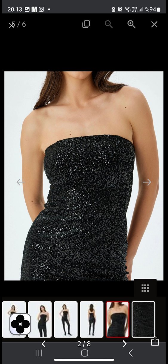 Siyah Payetli Mini Straplez Abiye Elbise - Görsel 2