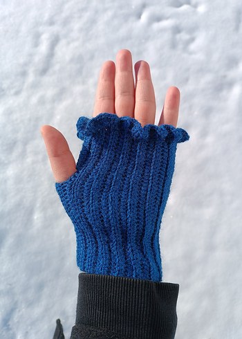 Mavi El Örgüsü Eldiven - Görsel 2