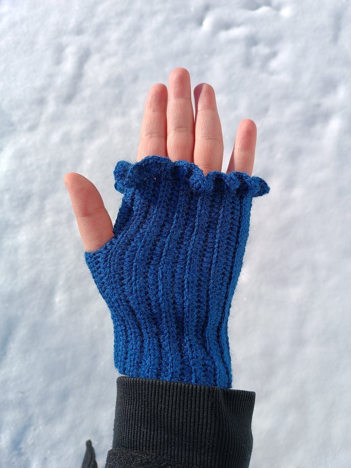 Mavi El Örgüsü Eldiven - Görsel 2