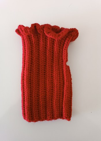 Kırmızı Fırfırlı Örgü Eldiven - Görsel 4