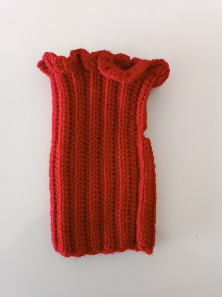 Kırmızı Fırfırlı Örgü Eldiven - Görsel 4