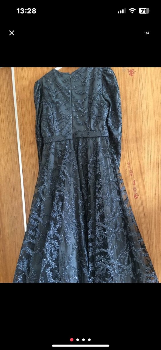 Uzun Kollu Siyah Gotik Kadın Elbise - Görsel 4