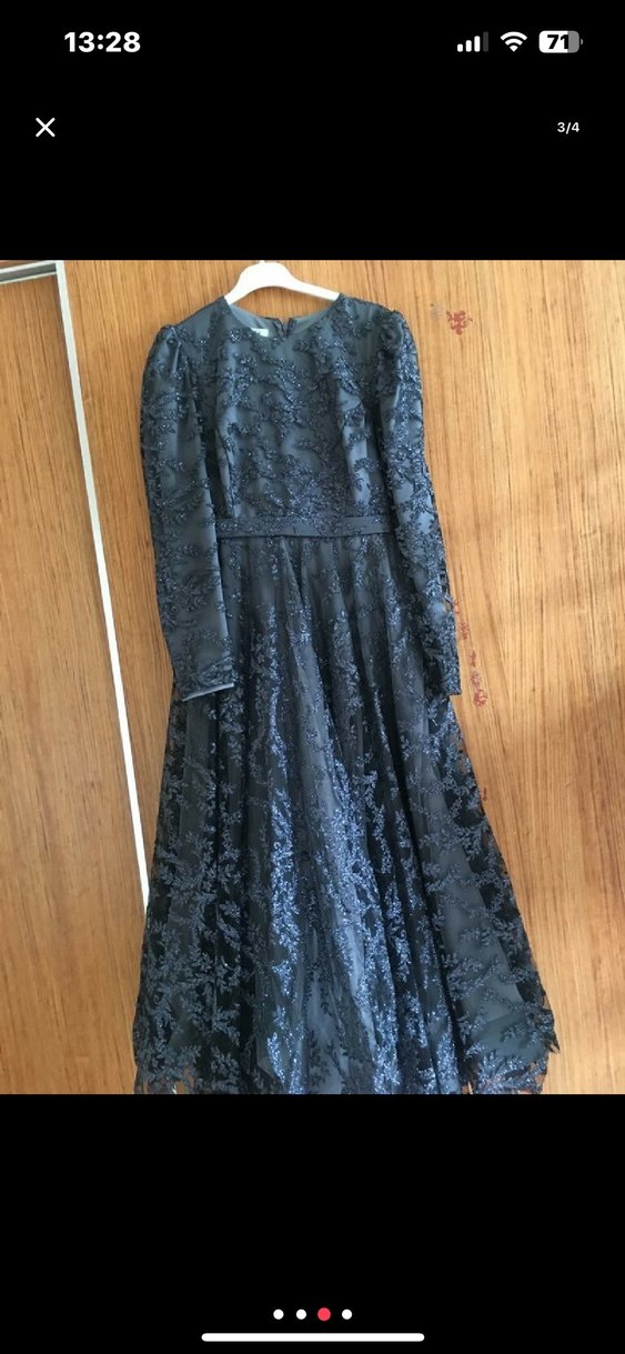 Uzun Kollu Siyah Gotik Kadın Elbise - Görsel 2