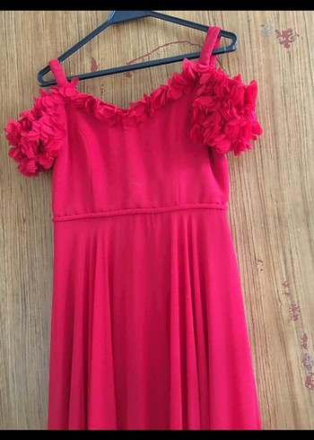 Fırfırlı Uzun Pembe Kadın Elbise - Görsel 3