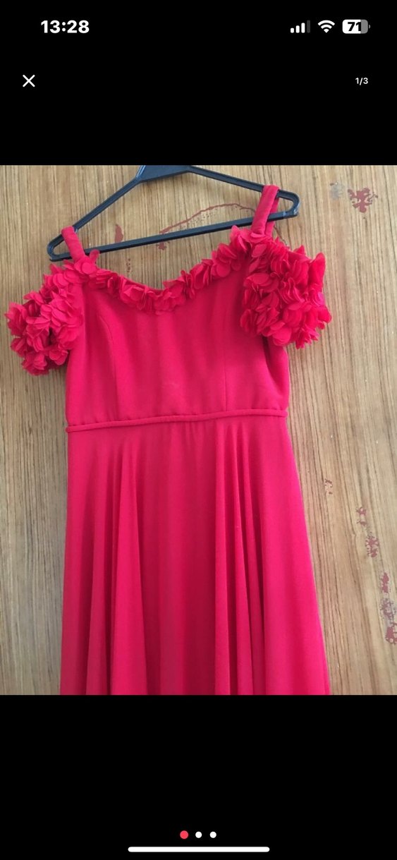 Fırfırlı Uzun Pembe Kadın Elbise - Görsel 3