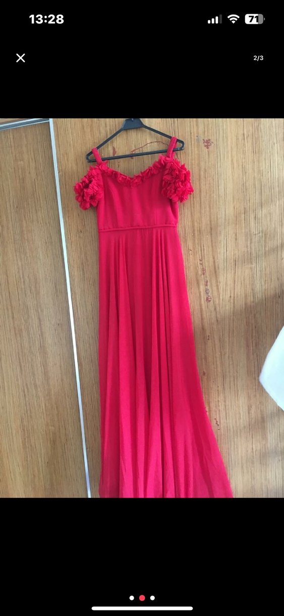 Fırfırlı Uzun Pembe Kadın Elbise - Görsel 2