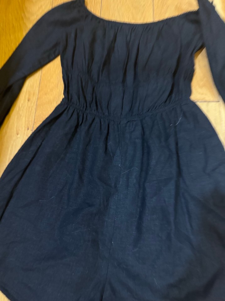 Bershka Siyah Uzun Kollu Straplez Keten Tulum - Görsel 2