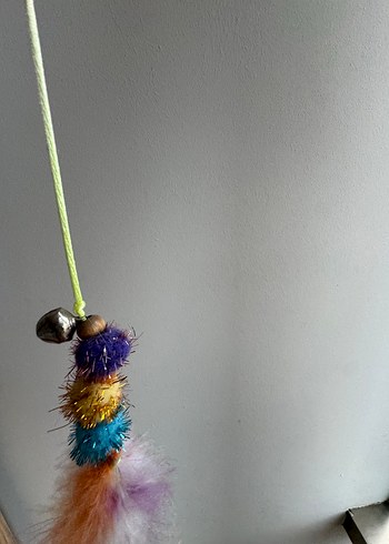 Renkli Tüylü Kedi Oltası Oyuncağı - Görsel 2