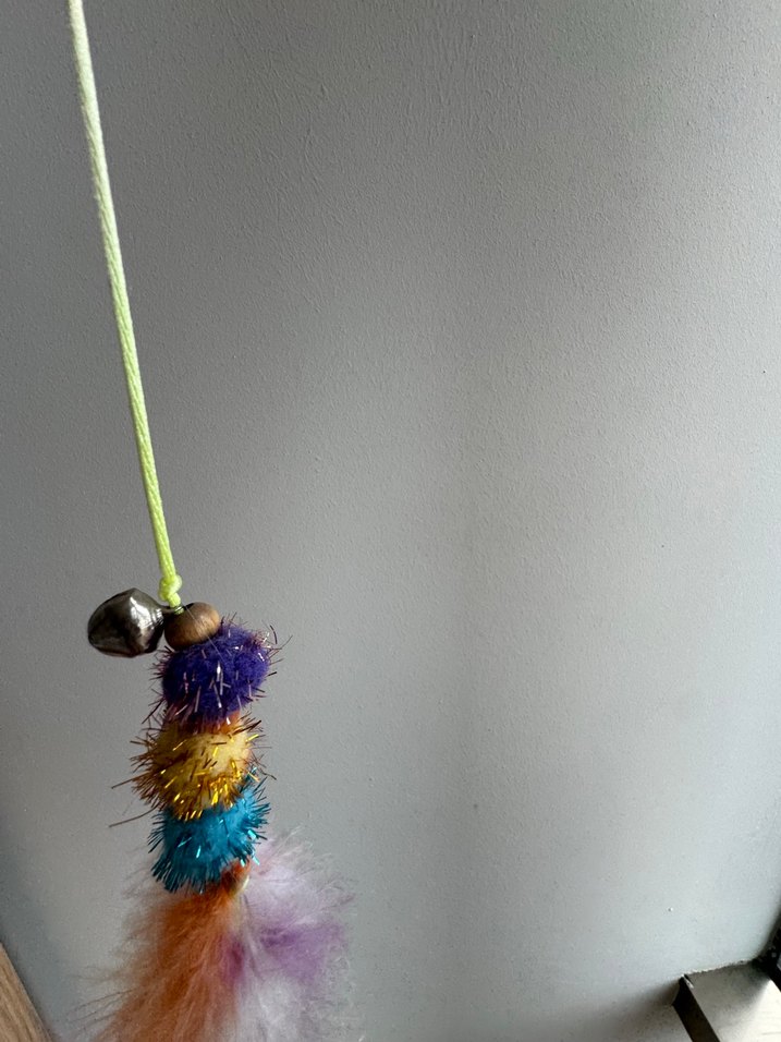 Renkli Tüylü Kedi Oltası Oyuncağı - Görsel 2